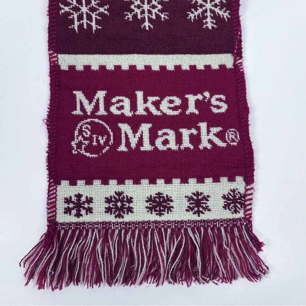 MAKER'S MARK Bourbon Scarf One Size 68” Adult Fringed Knit Winter Red Christmas